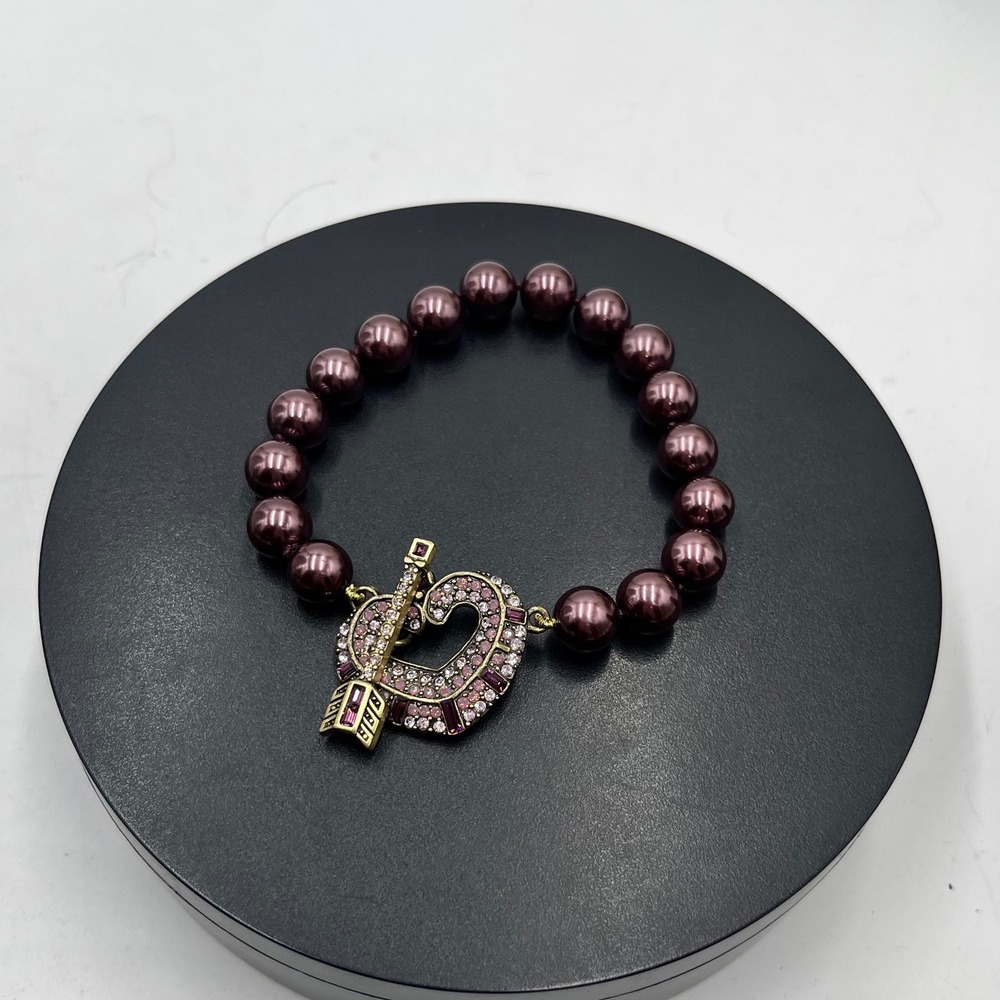 HEIDI DAUS Hearts Of Gold Faux Pearls Crystals, Crystal Toggle Clasp
Bracelet